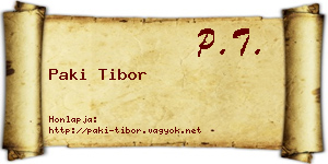 Paki Tibor névjegykártya